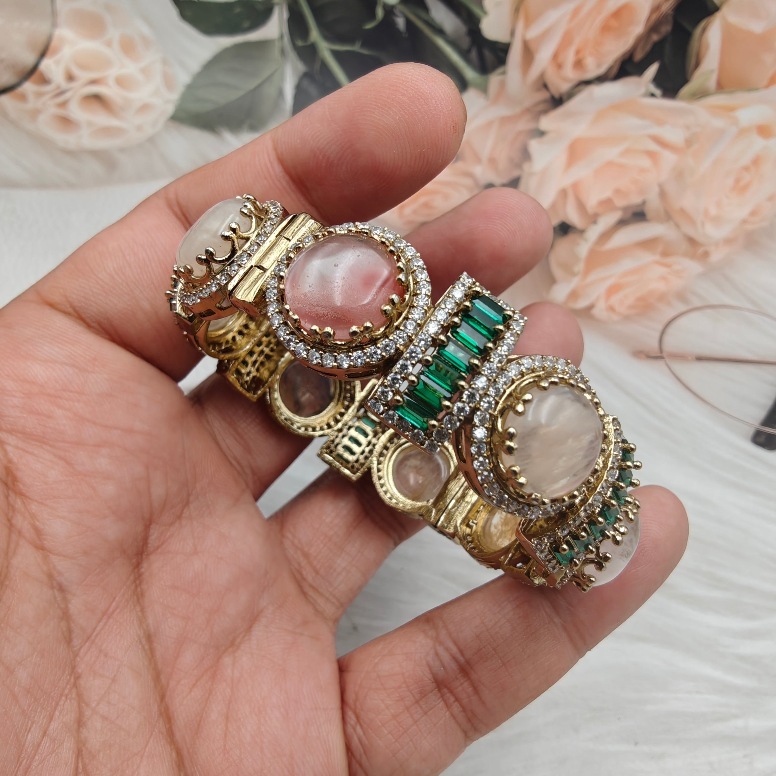 Banno Sabyasachi Inspired Openable Bangle - Green Multi