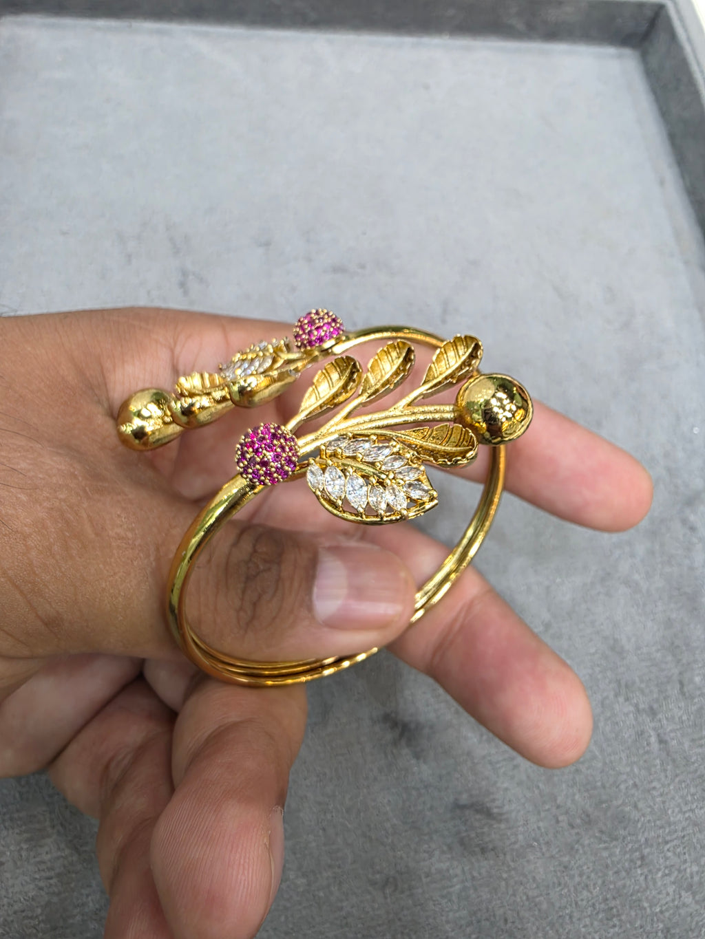 Anjuna Handcrafted Moissanite Adjsutable Sleek Bracelet- Ruby