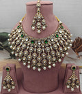 Hansika Uncut Moissanite Semi- Bridal Necklace Set with Mangtikka