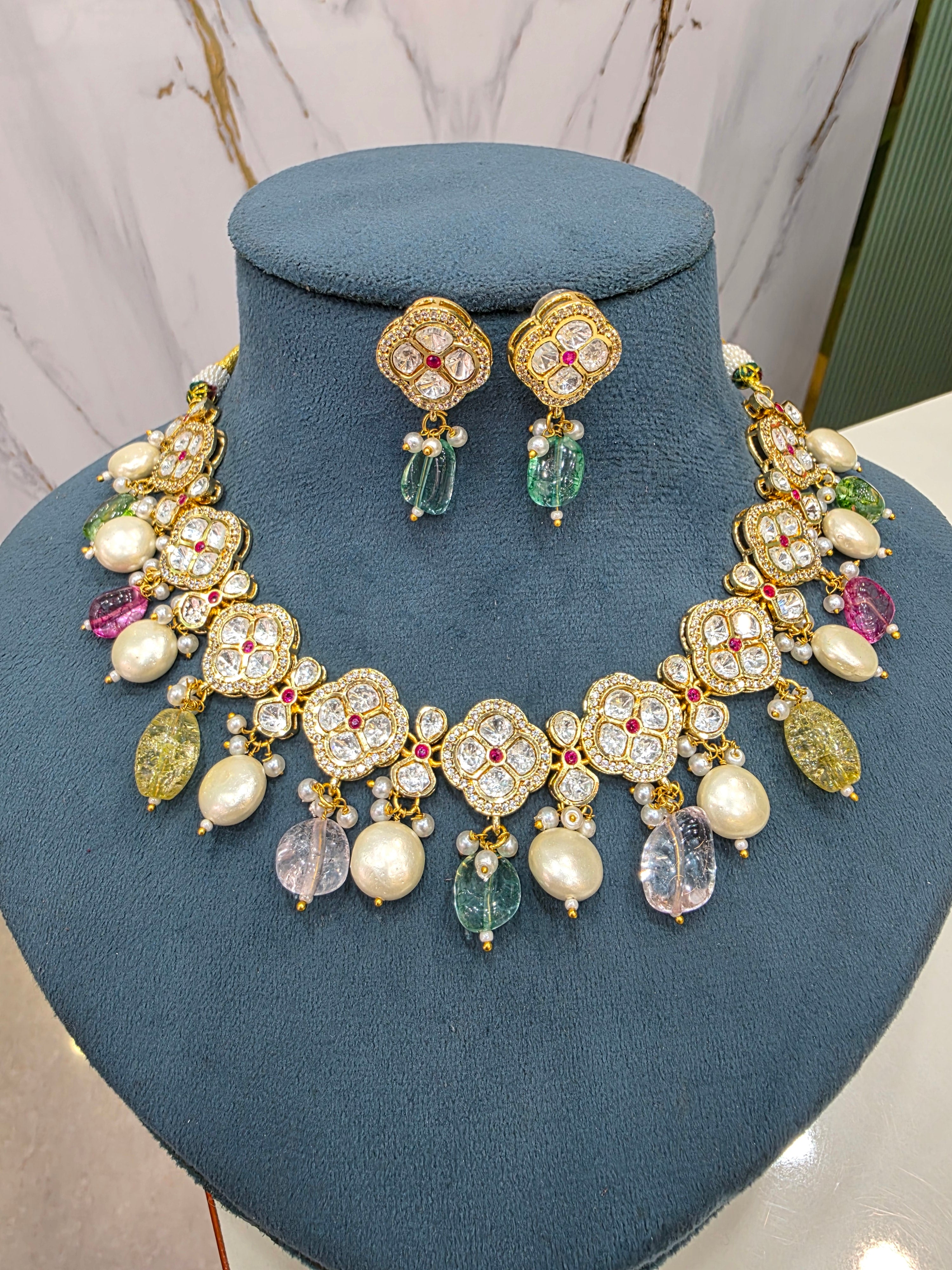 Anvesha Tyani Kundan Necklace Set- Multi