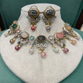 Reshma Sabya Inspired Gemstone Necklace Set- Black Multi
