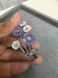 Floria carving stone openable bracelet- Purple white