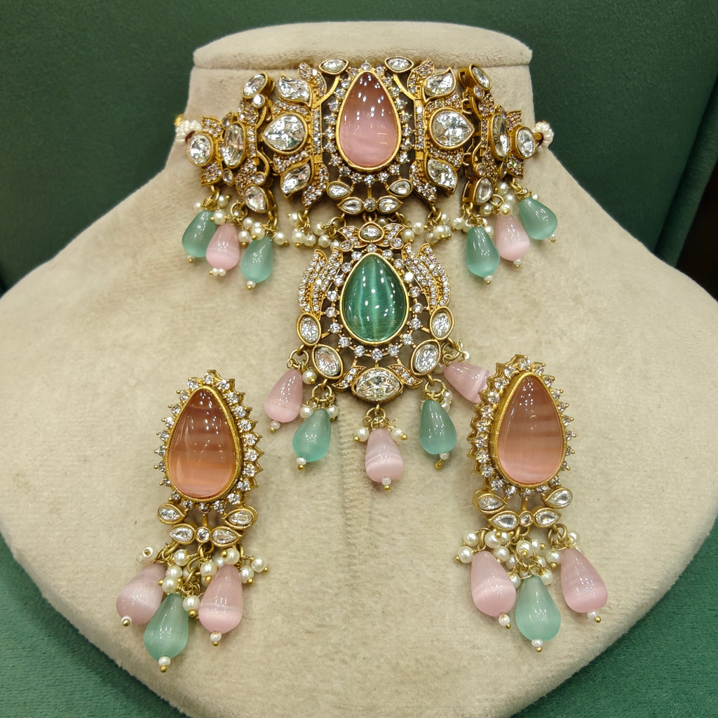 Ashima Choker Set- Pink Mint