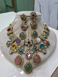 Sitara Sabya Inspired Necklace Set- Emerald Multi