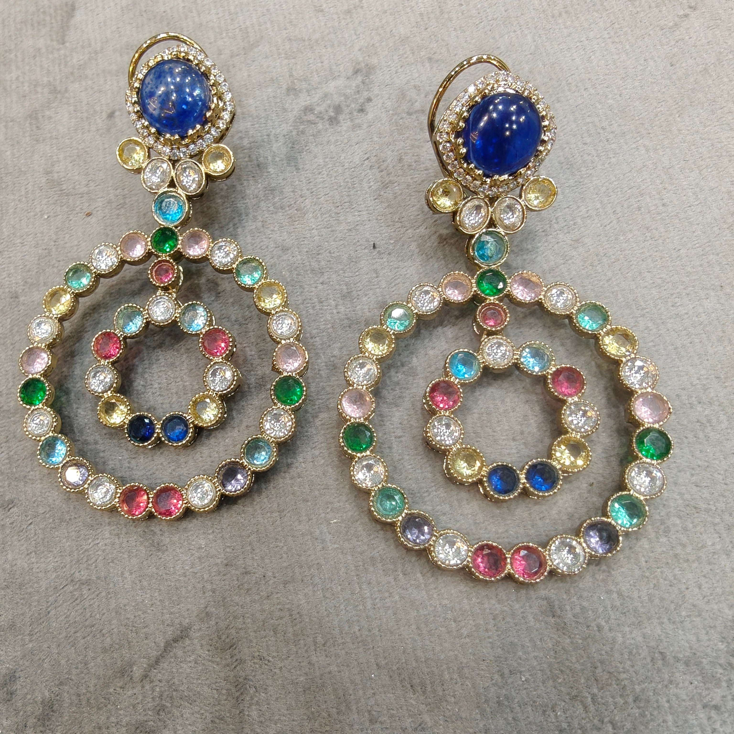 Sabyasachi inspired Kanishka Statement Earrings- Blue Multi