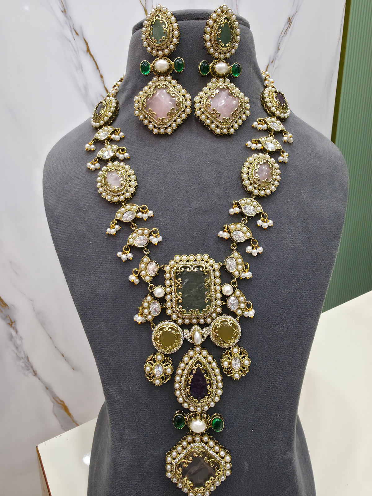 Drashti Sabya Inspired Natural Stone Long Necklace - Multi 1