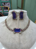 Akriti Doublet Sleek Statement Choker Set- Blue Ruby Pink