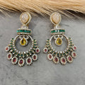 Pritha Sabya Inspired Chandbali-  Green Beige Multi