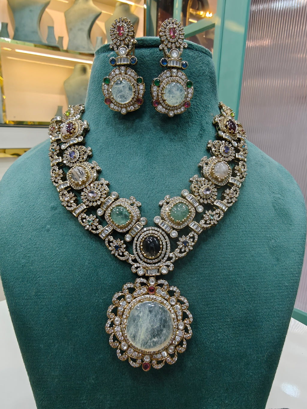 Nyasa Sabyasachi Inspired Gemstone Statement Necklace Set