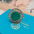 Naisha Doublet AD Adjustable Cocktail Ring- Emerald Green