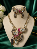 Vantara Udaan Statement Necklace Set- Blue Ruby