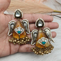 Jhanjhoor Ghungroo Brass Fusion Earrings - Yellow