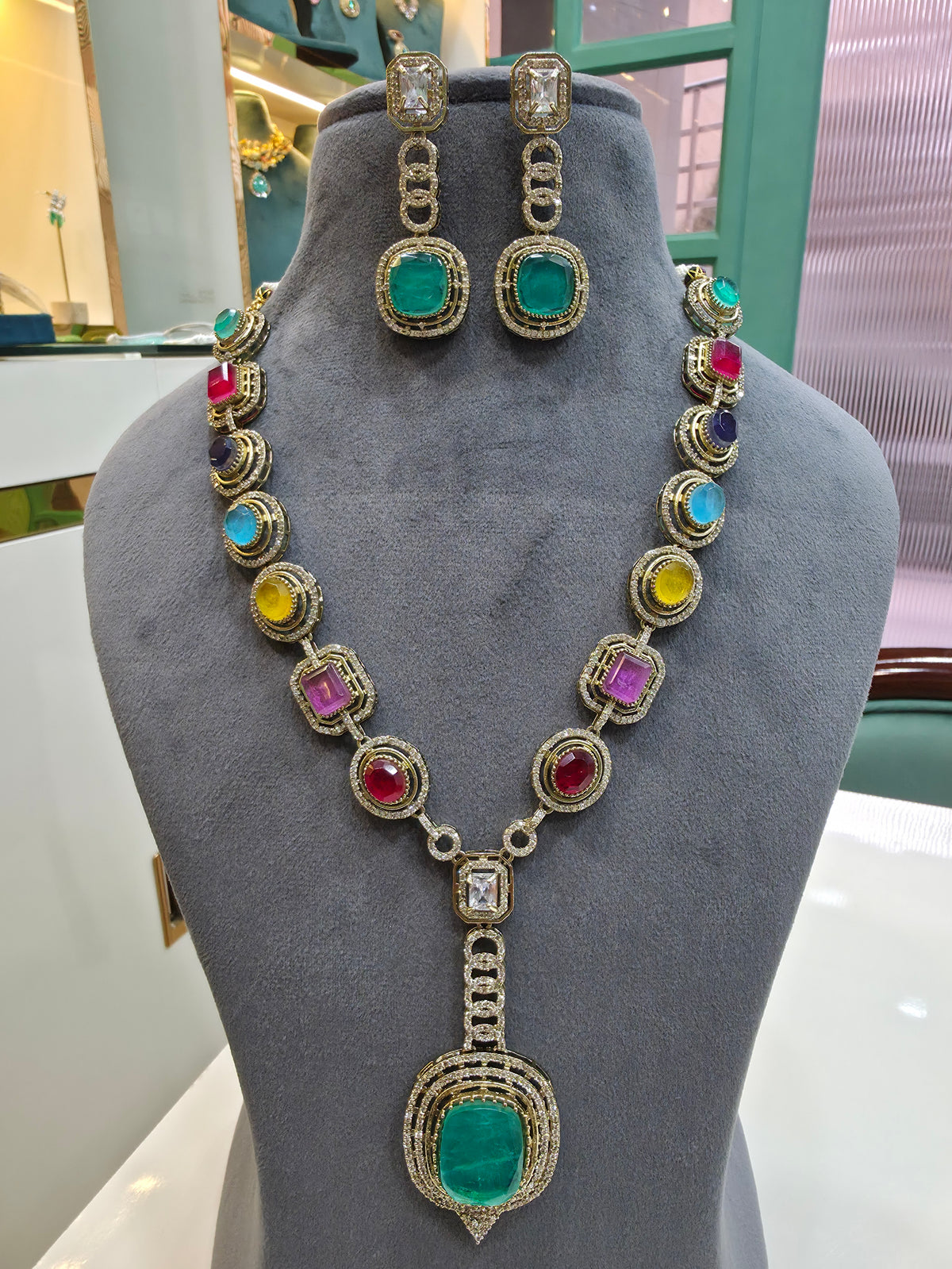 Anshika Doublet Long Necklace Set- Multi