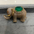 Elephant Doublet Stone Unisex Brooch- Emerald
