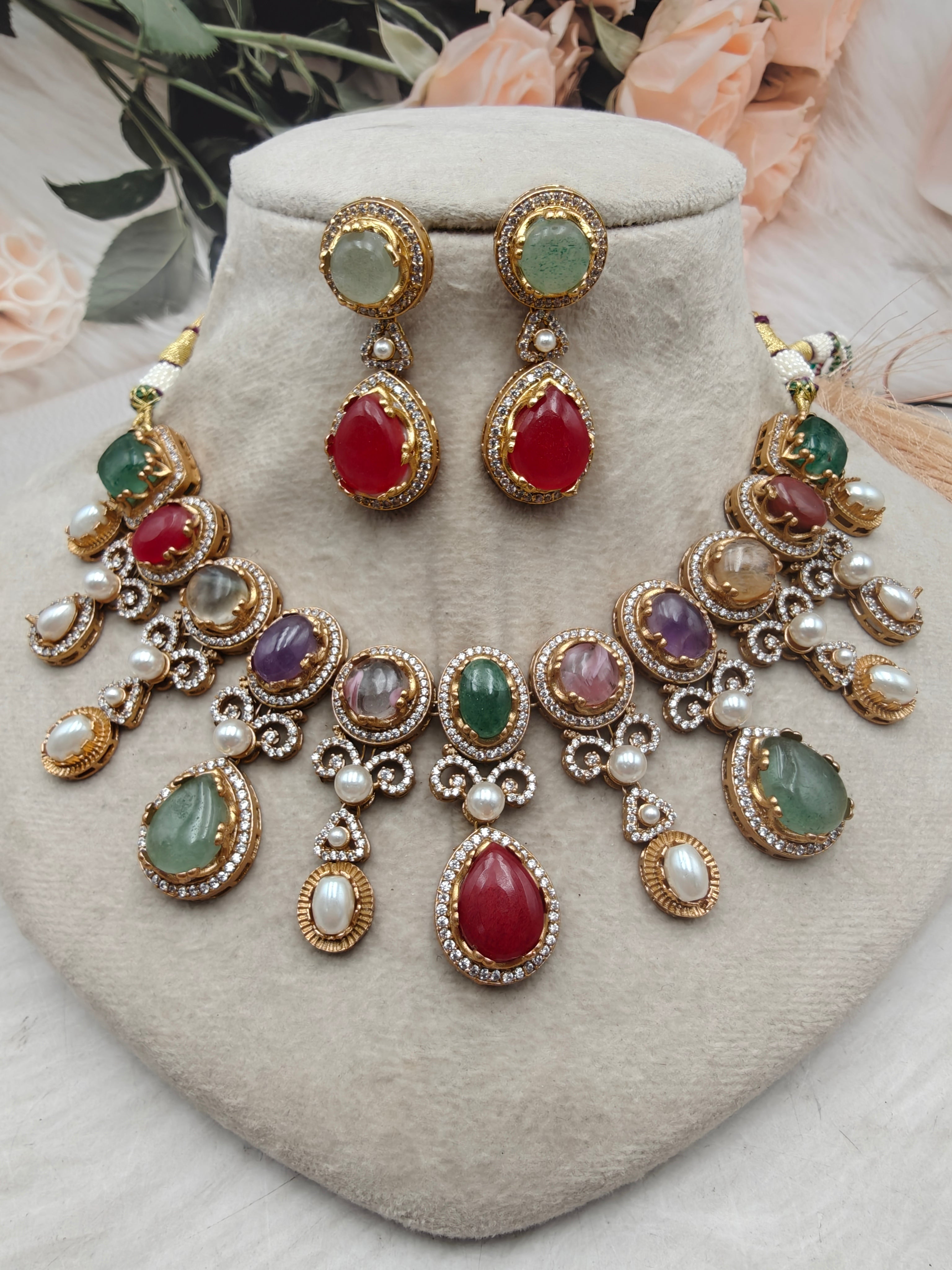 Sabya Inspired Bhuri Necklace Set - Multi
