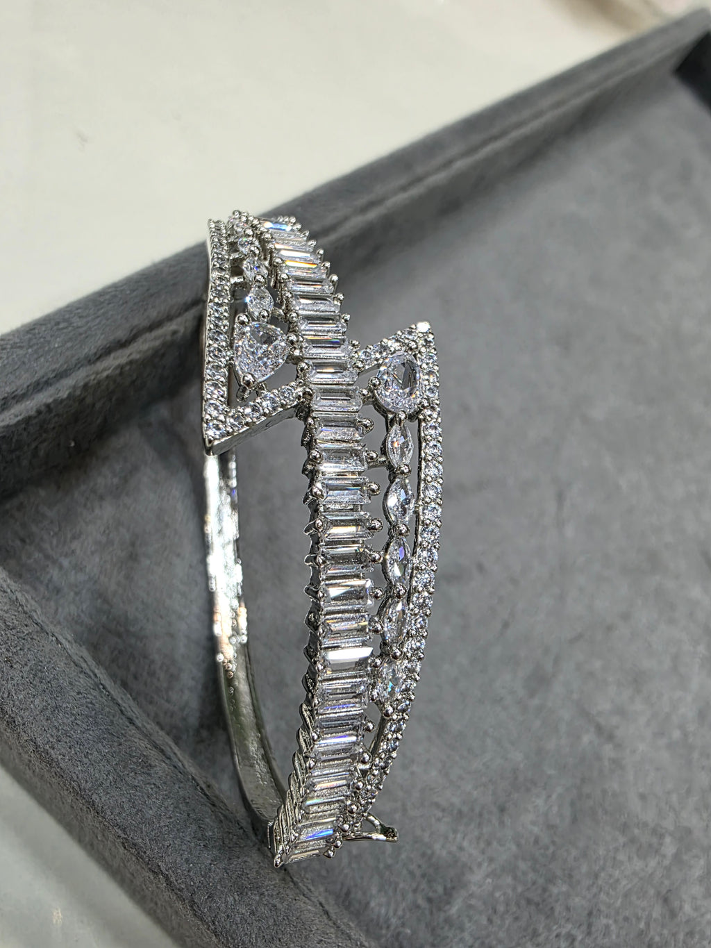 Krysta Openable AD Bracelet (Silver Finish)- White