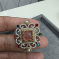 Akshika Sabya Inspired Natural Stone Adjustable Ring- Coral Multi