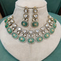 Amanat Pota Stone Necklace Set- Mint