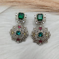 Virgya Sabyasachi Inspired Quartz Statement Earrings- Green Multi