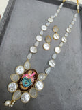 Shree Nath ji Tanjore Long Necklace - White
