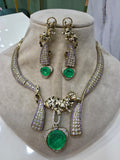 Sama Panther Designer Necklace Set- Mint and Lavender