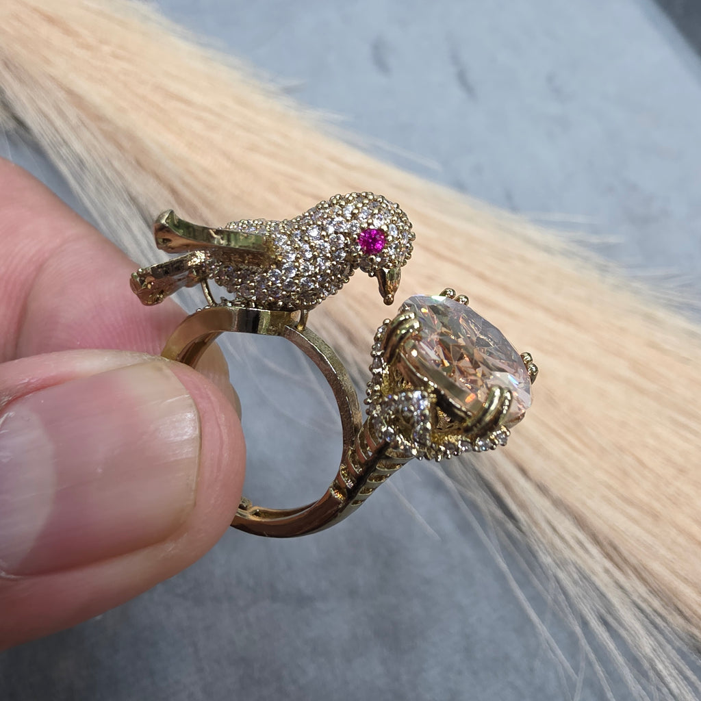 Arohi Bird Adjustable Ring- Champagne