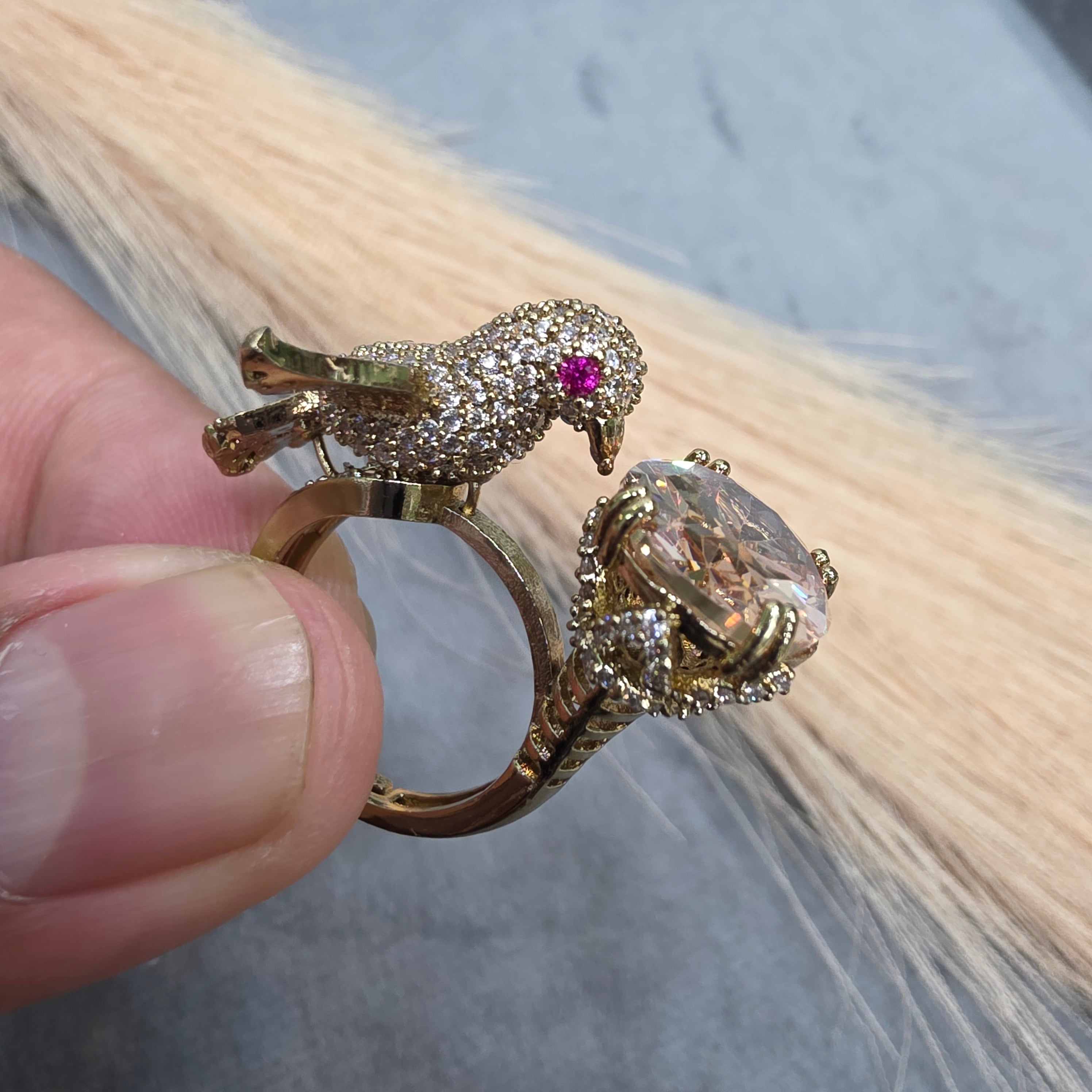 Arohi Bird Adjustable Ring- Champagne