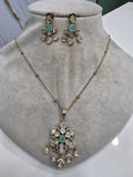 Shagna Doublet Moissanite Pendant Set- Mint