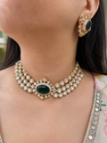 Rachita MM Inspired Doublet Choker Necklace Set- Emerald