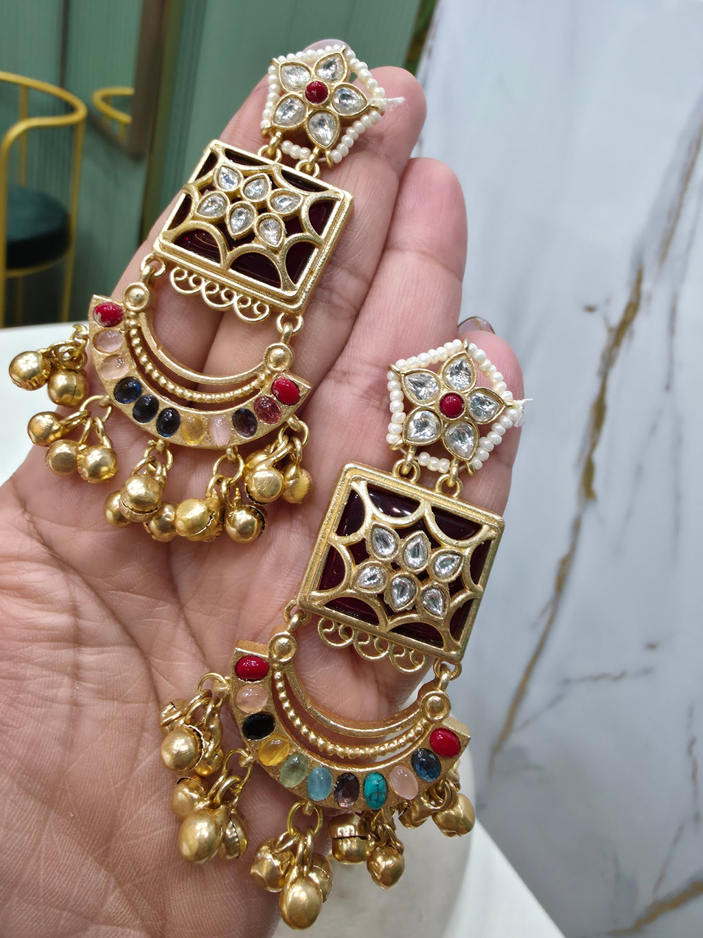 Ayesha Gajja Matte Gold Handcrafted Brass Choker Necklace Set- Multi