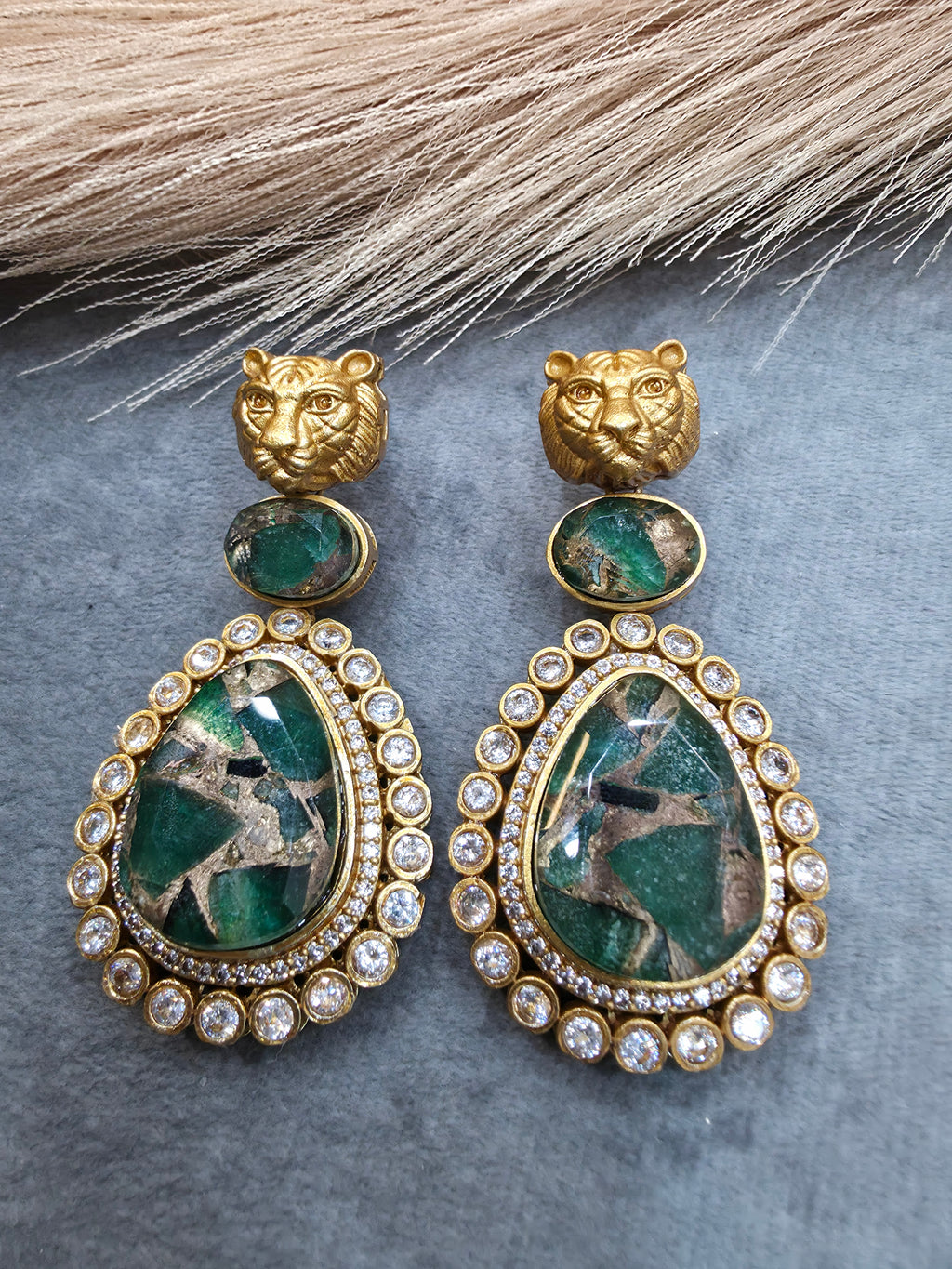 Sabyasachi Inspired Bagh Mehfooz Earrings - Green