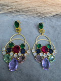 Ajooni Crystal Earrings- Purple Multi