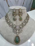 Qasr Natural Stone Sabya Inspired Necklace Set Mint and Soft Pink