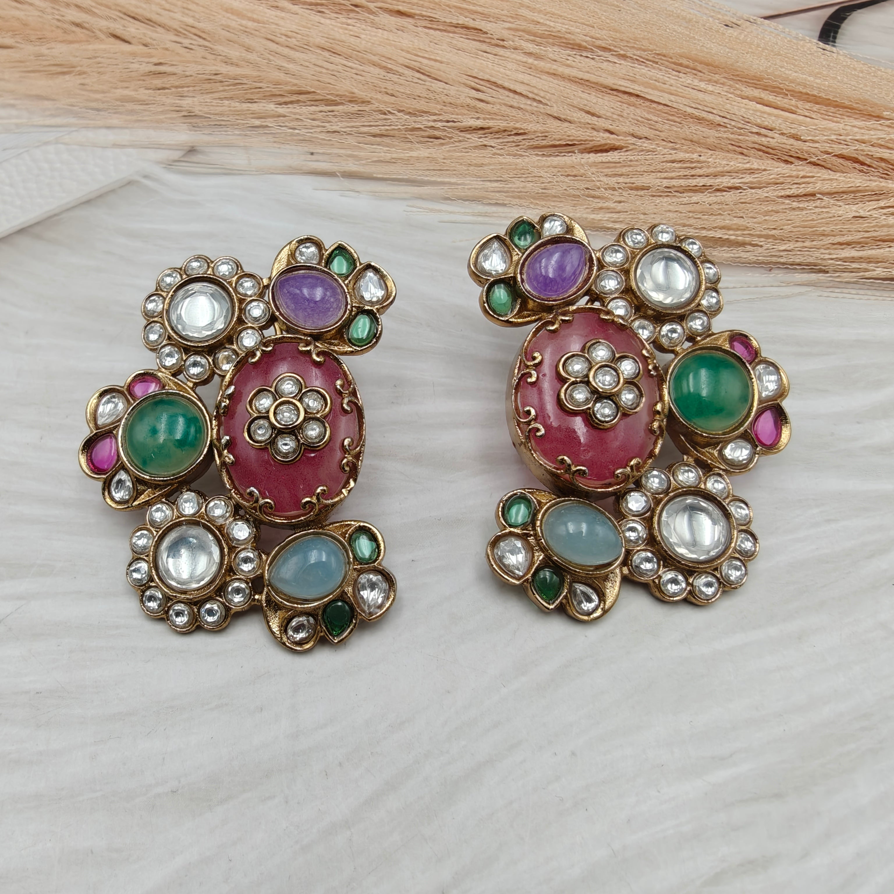 Shagna Gemstone Studs - Multi 3
