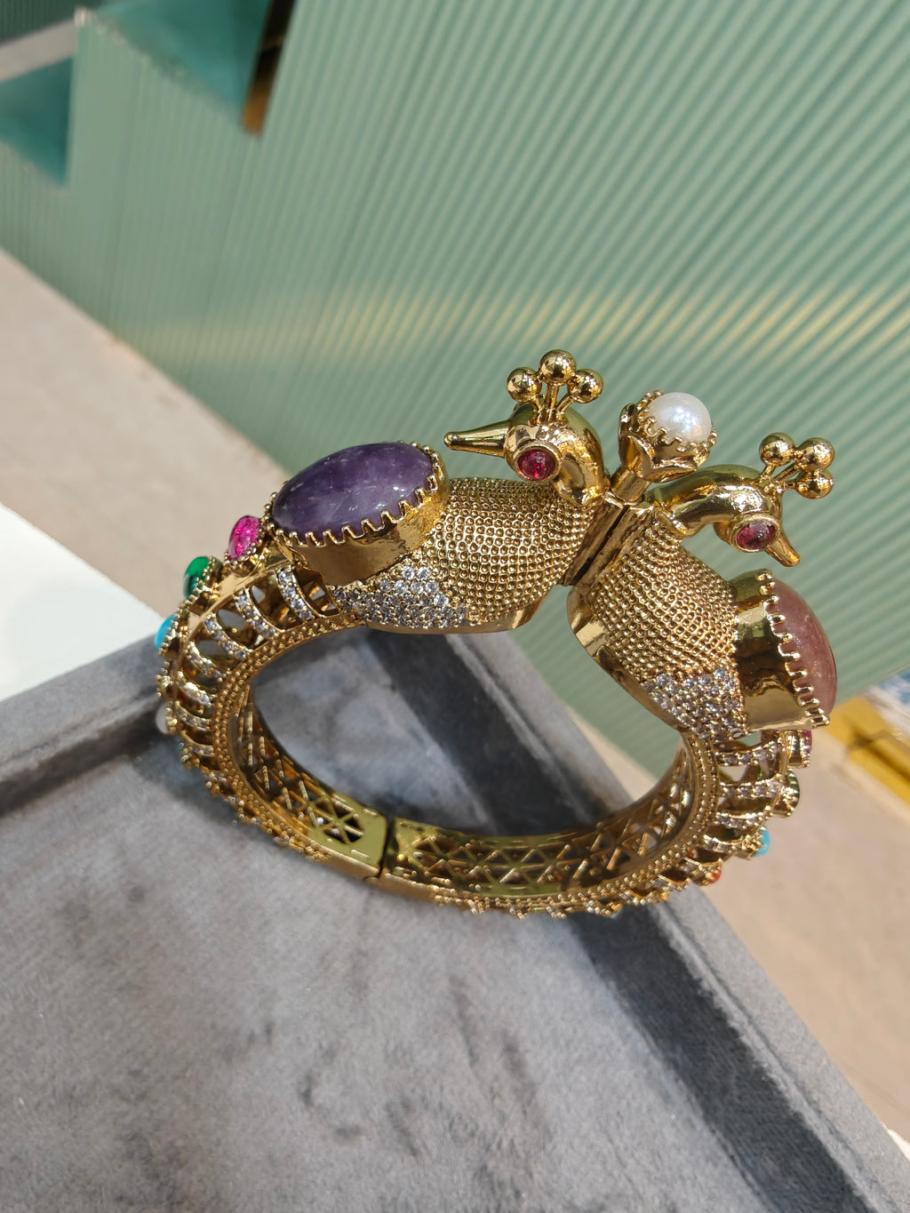 Noreen Sabyasachi inspired openable Kangan - Purple and Strawberry red
