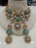Aarizah Premium Statement Moissanite Polki Necklace Set