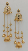 Handcrafted Zaira Kashmiri Brass Fusion Earrings- Black Green