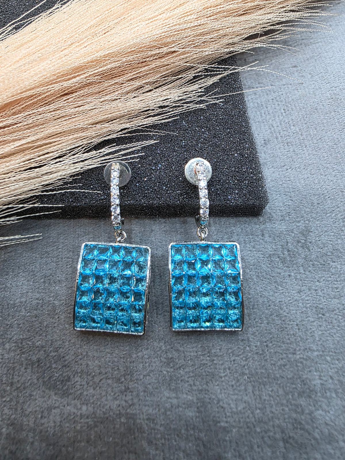 Rimjhim AD Crystal Earrings- Sky Blue