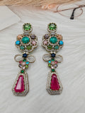 Sabyasachi Inspired Statement Hatima Earrings - Hot Pink Multi