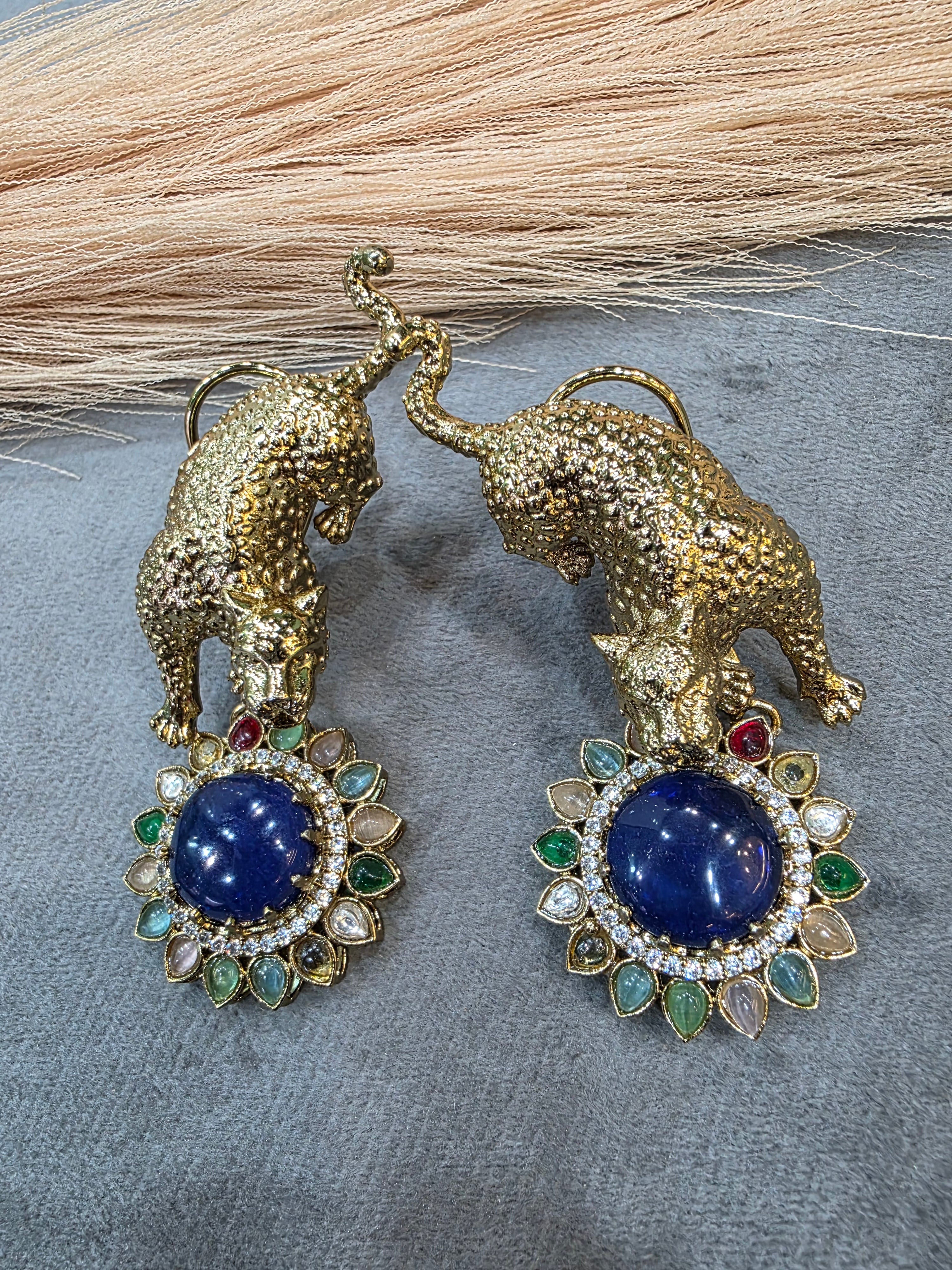 Bageera Sabya Inspired Statement Earrings- Blue