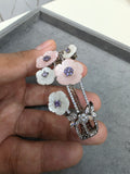 Floria carving stone openable bracelet- Pink white