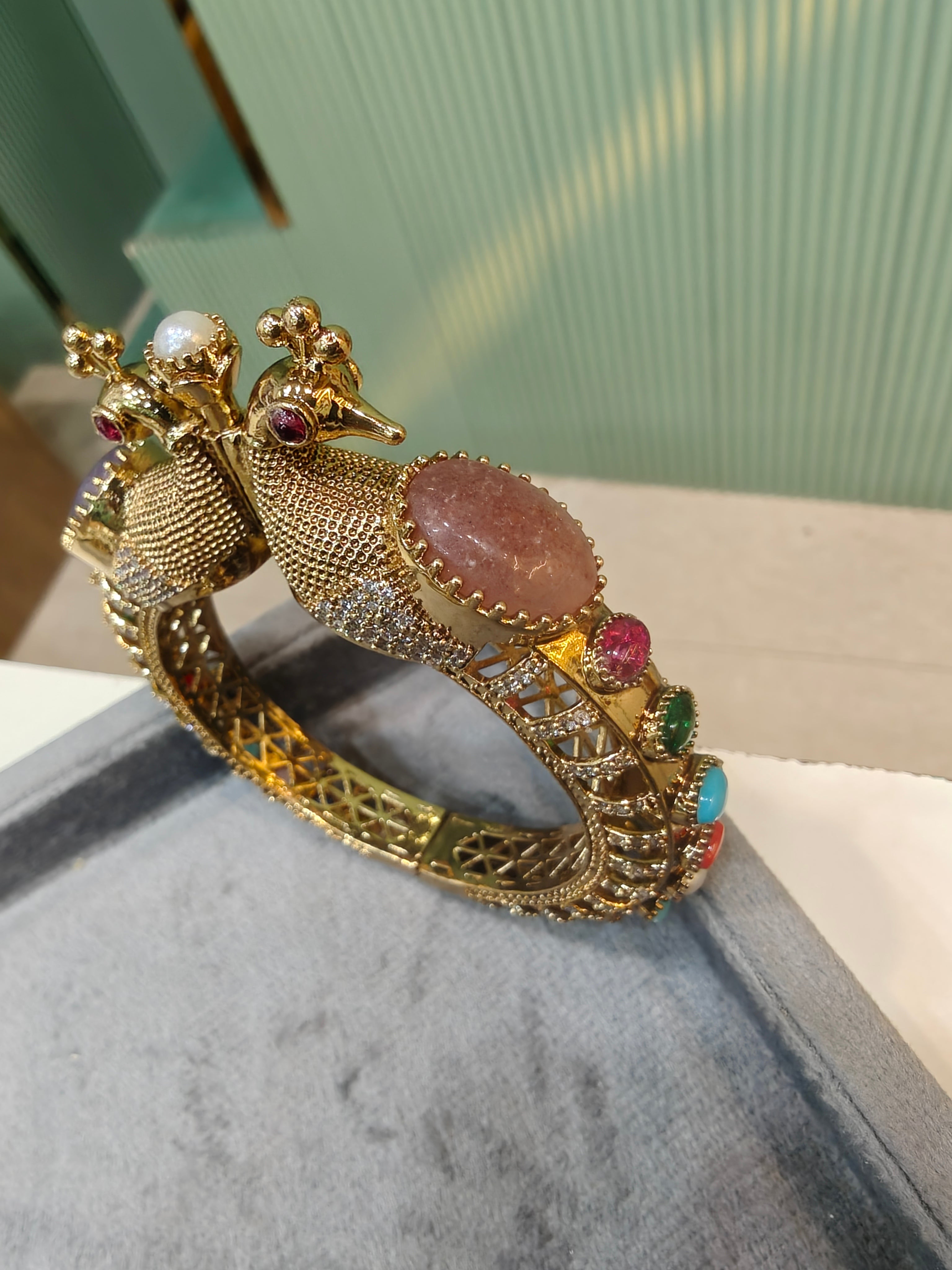 Noreen Sabyasachi inspired openable Kangan - Purple and Strawberry red
