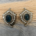 Ruksaar Cabochon Doublet and Cut Polki Studs- Rama Green