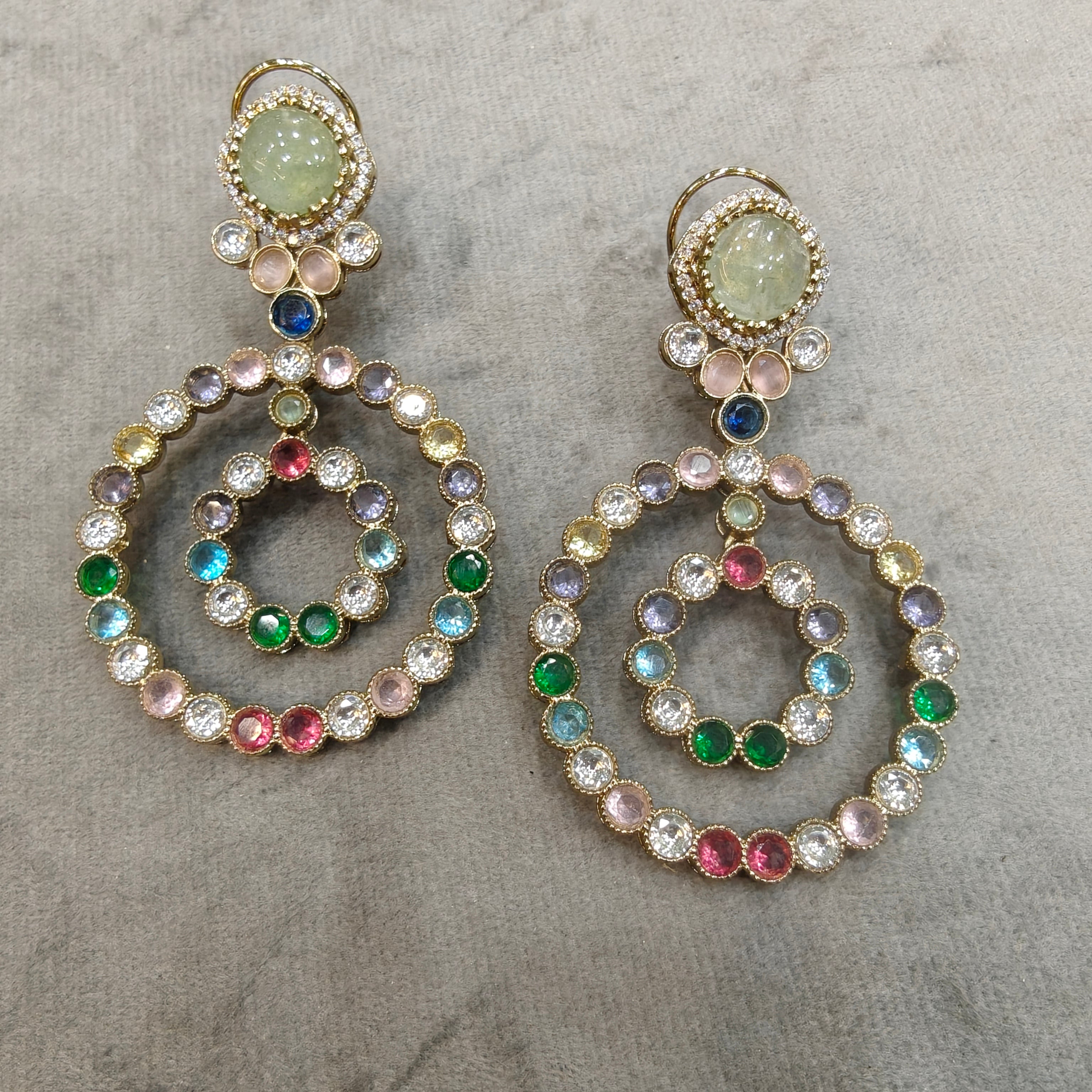 Sabyasachi inspired Kanishka Statement Earrings- Mint Multi
