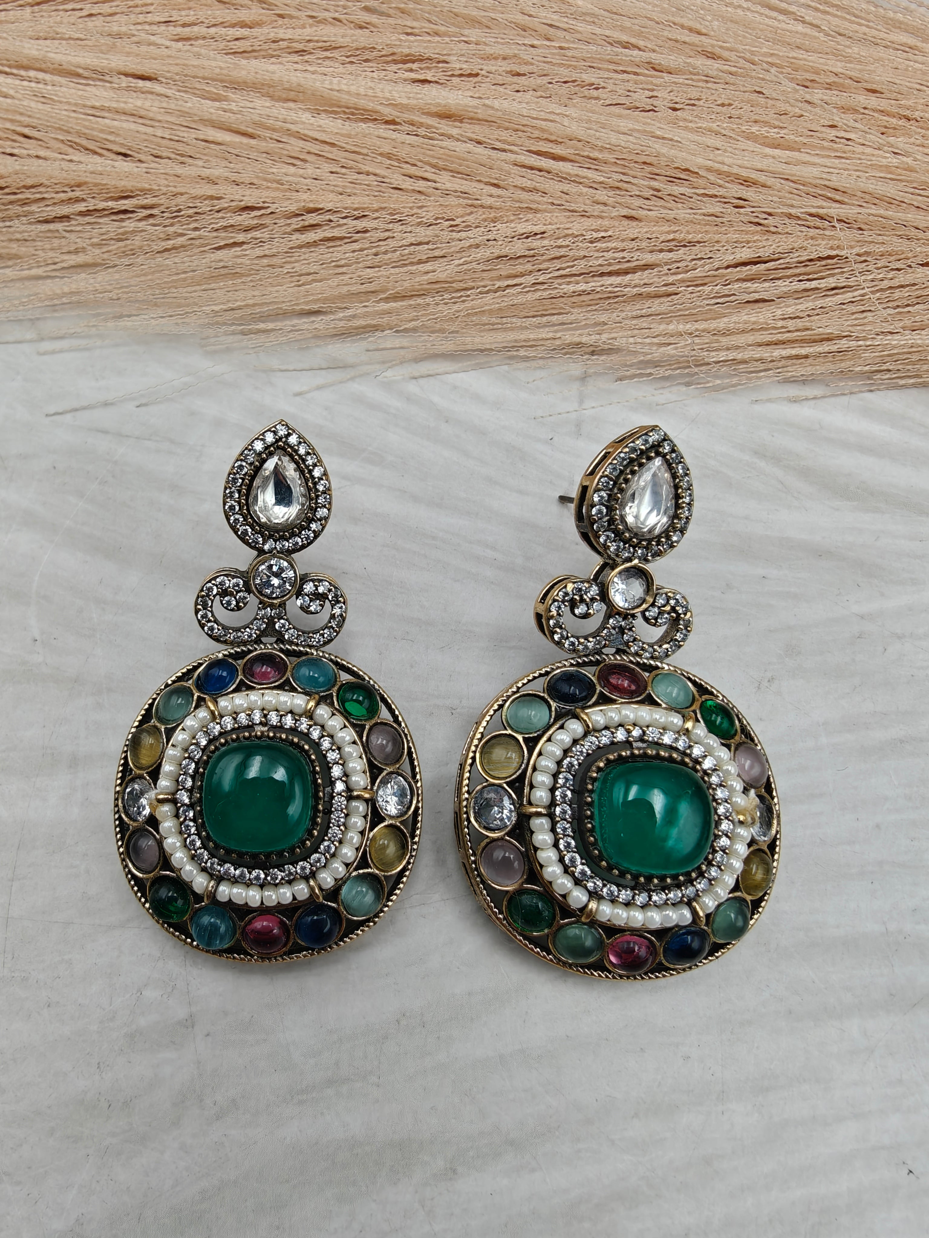 Mahvi Doublet Earrings- Emerald Multi