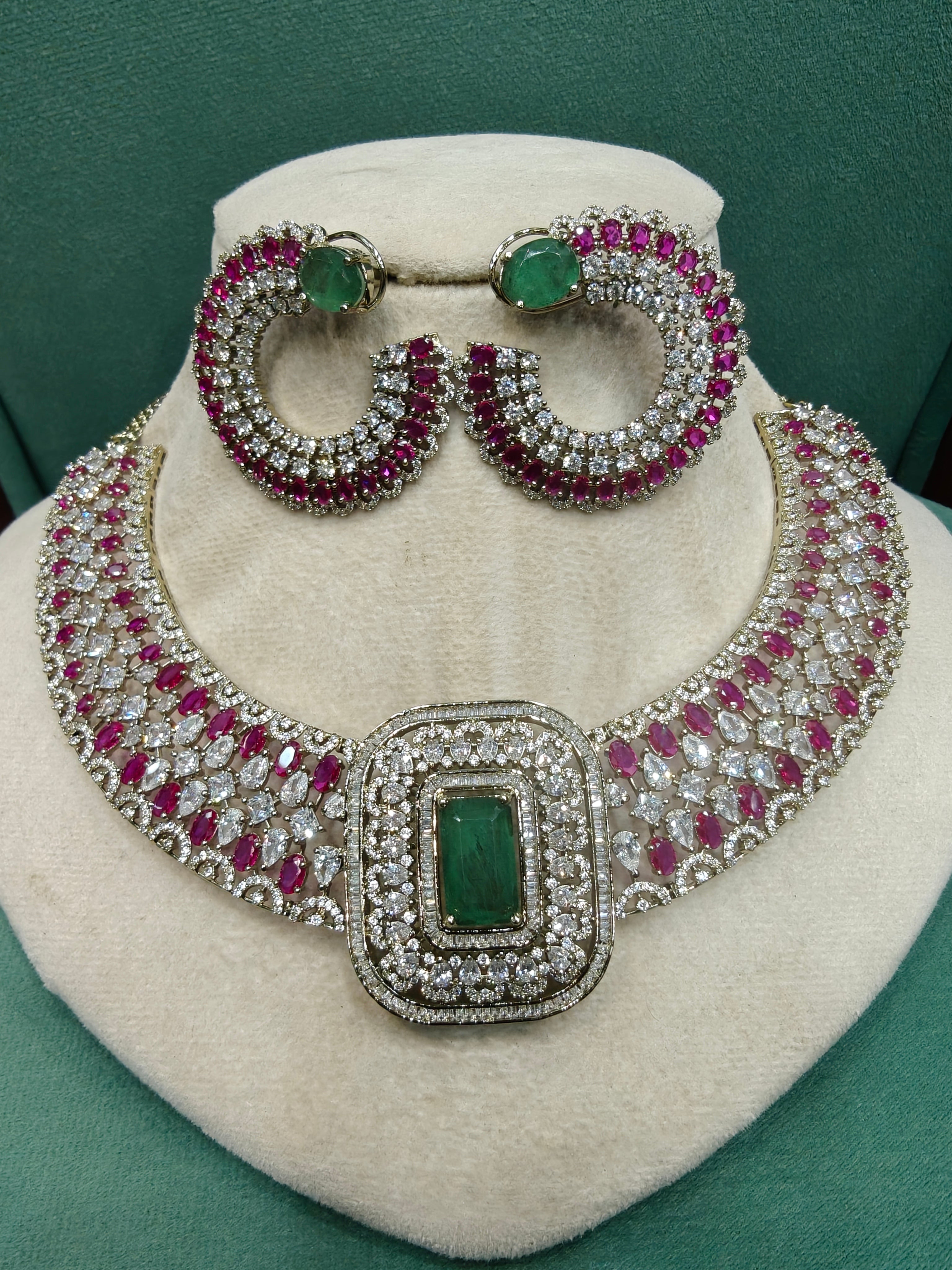 Haven Collar Necklace Set- Ruby Mint Green