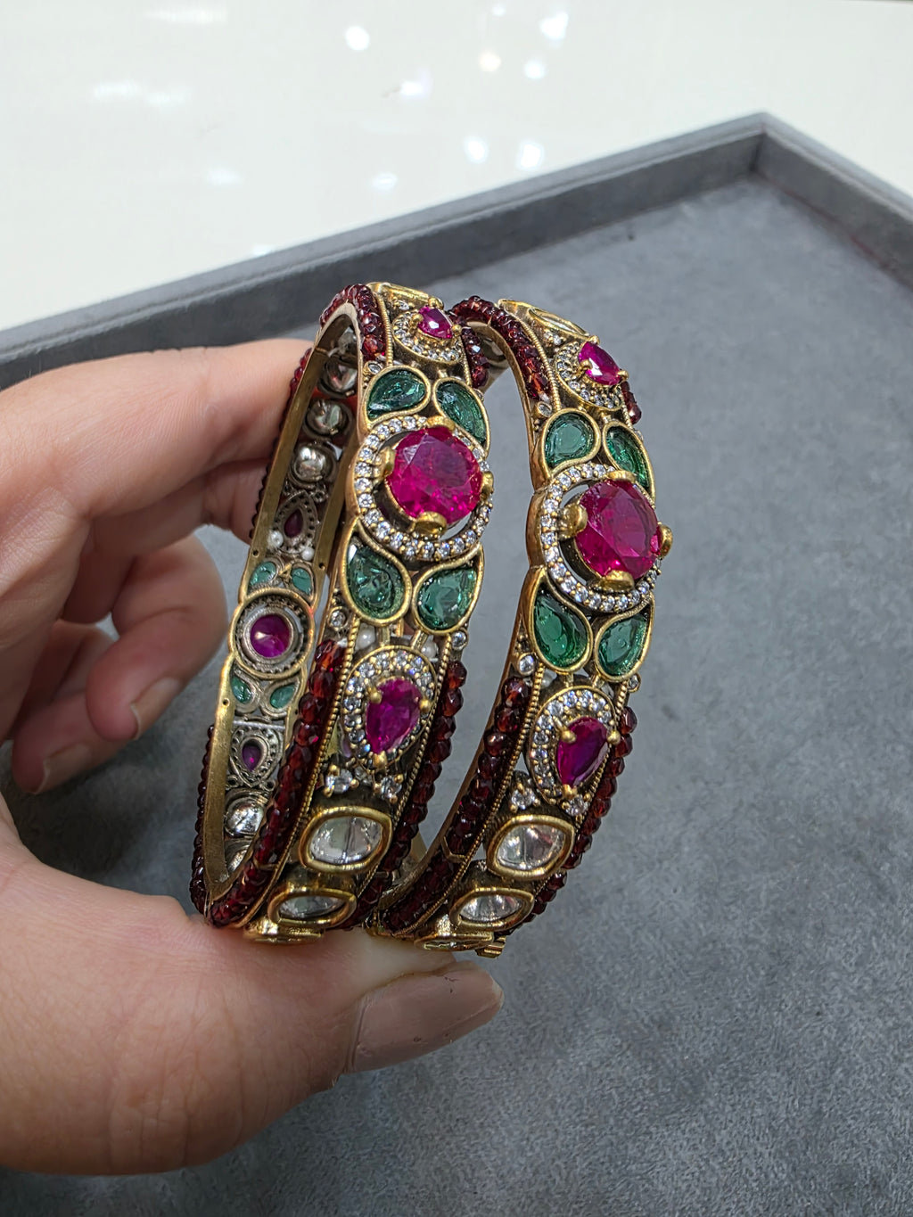 Kavita Hydro Sleek Bangles (Pair)- Ruby Green