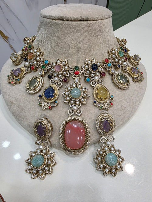 Aaruhi Sabya Inspired Statement Necklace Set - Multi