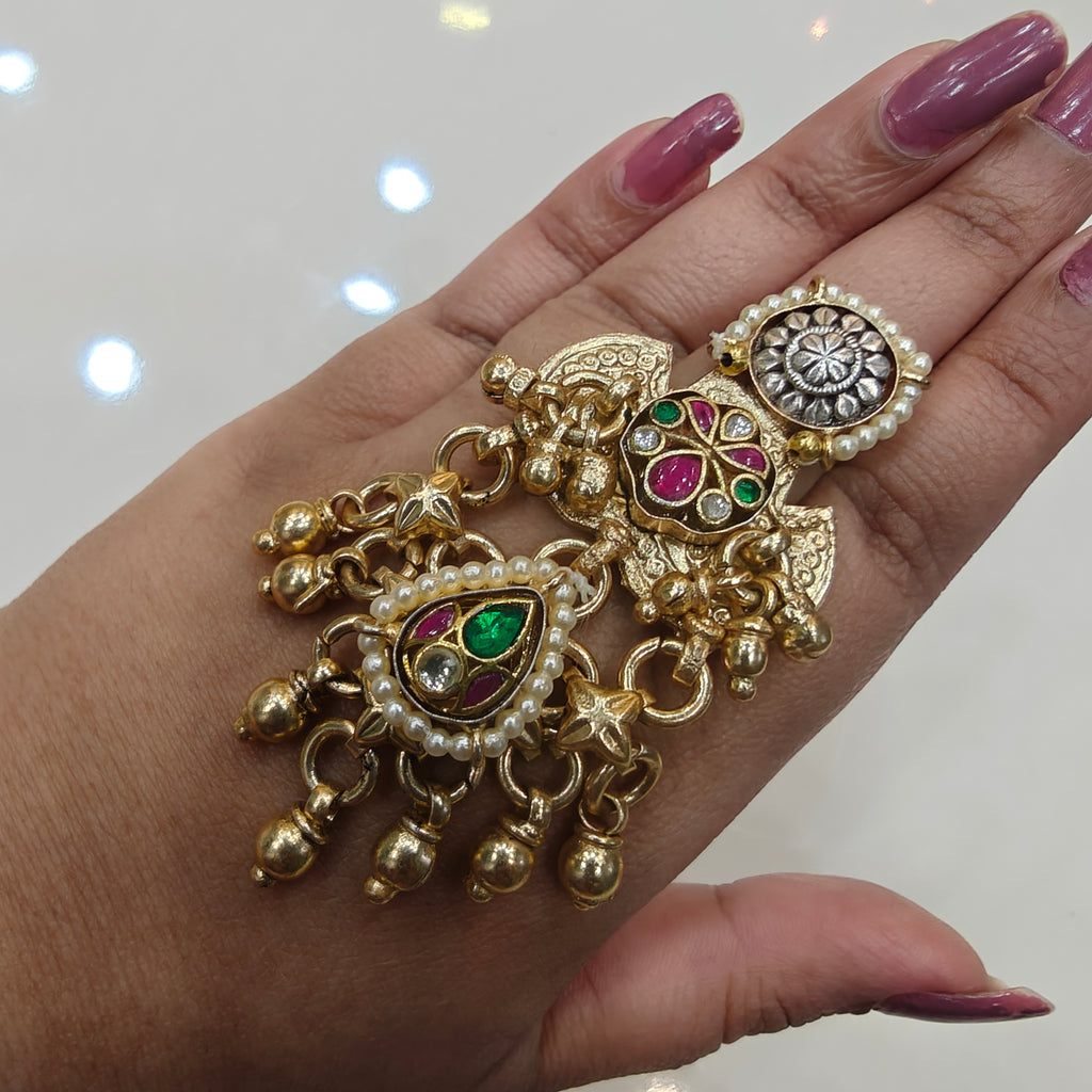 Leher Brass Fusion Pachi Adjustable Ring