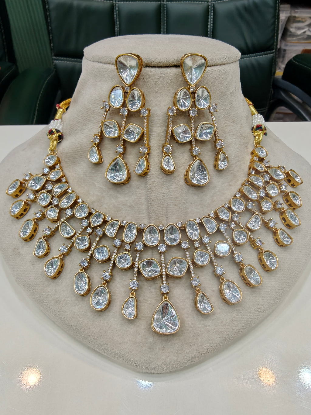 Zafira Uncut Moissanite Polki Necklace Set